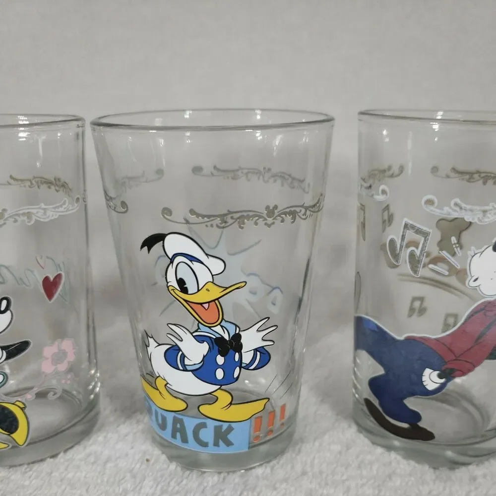 Disney Mickey Mouse Minnie Donald Duck Goofy Vintage Juice Glasses Rare Uncommon